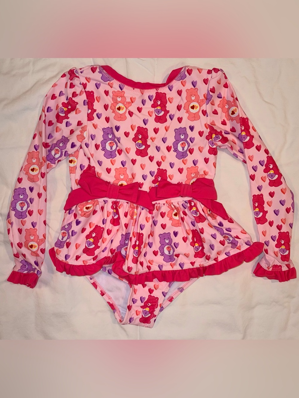 Ruffle Butts X Care Bears rashguard/swimsuit 1 piece peplum bow sz 3T NWT